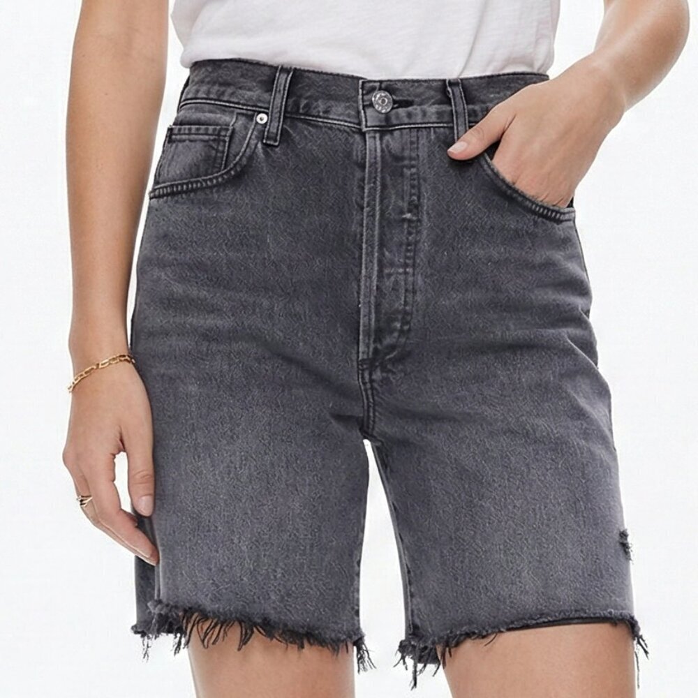 Citizens Of Humanity Jean Shorts Black Raw Hem Camilla